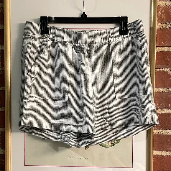 JCrew Striped Elastic-Waist Women’s Shorts - Blue/White - Picture 1 of 1